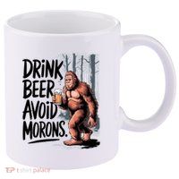 Drink Beer Avoid Morons Bigfoot 11oz C Handle Ceramic Mug