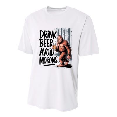 Drink Beer Avoid Morons Bigfoot Youth Performance Sprint T-Shirt