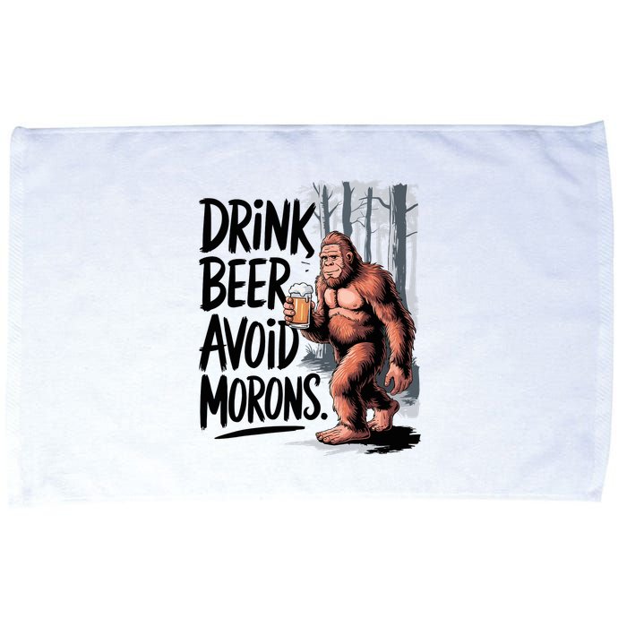 Drink Beer Avoid Morons Bigfoot Microfiber Hand Towel