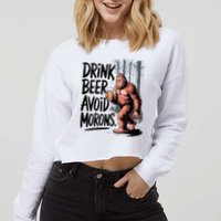Drink Beer Avoid Morons Bigfoot Cropped Pullover Crew