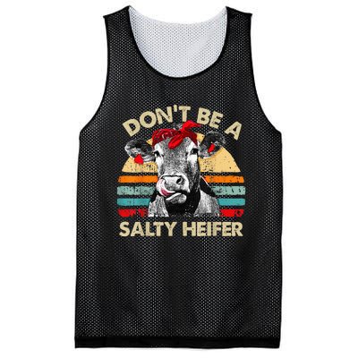 Dont Be A Salty Heifer Cute Highland Cow Lover Vintage Farm Mesh Reversible Basketball Jersey Tank