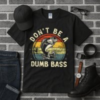 Dont Be A Dumb Bass Fish Dad Funny Fisherman Fishing Tall T-Shirt