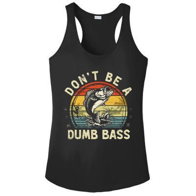Dont Be A Dumb Bass Fish Dad Funny Fisherman Fishing Ladies PosiCharge Competitor Racerback Tank
