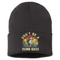 Dont Be A Dumb Bass Fish Dad Funny Fisherman Fishing Sustainable Knit Beanie