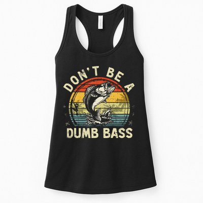 Dont Be A Dumb Bass Fish Dad Funny Fisherman Fishing Womens Tank Top
