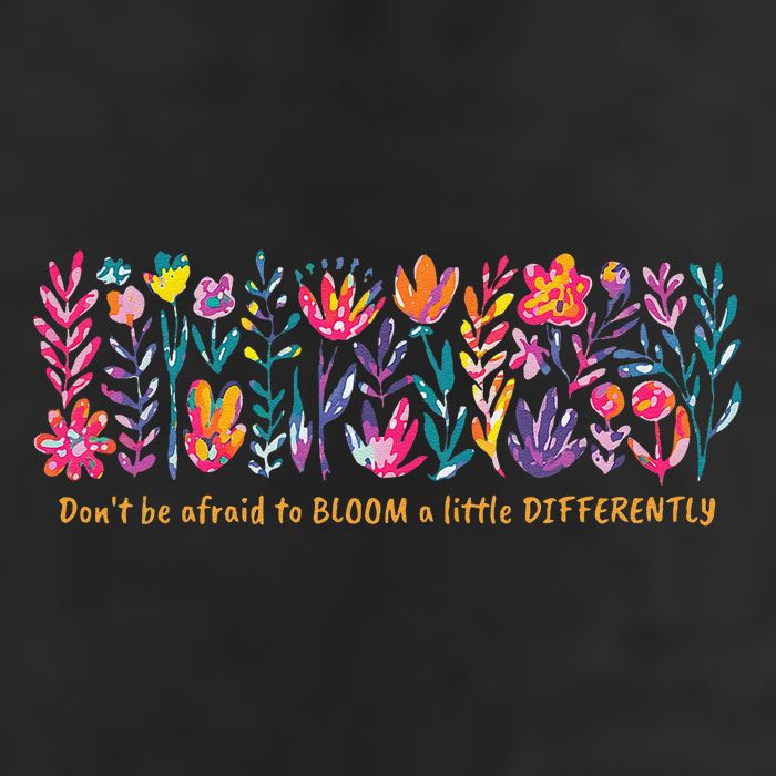 Dont Be Afraid to Bloom a Little Differently Flowers Autism 7 Panel Mesh Trucker Snapback Hat