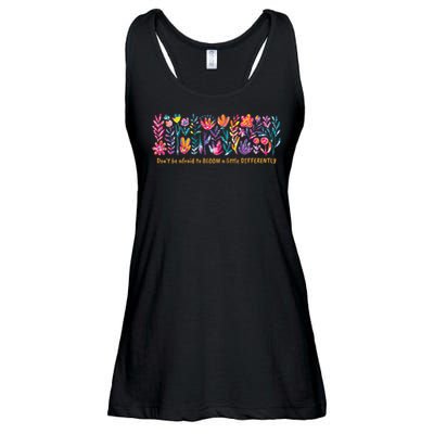 Dont Be Afraid to Bloom a Little Differently Flowers Autism Ladies Essential Flowy Tank