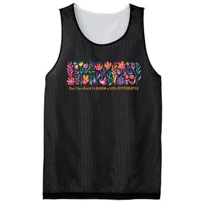 Dont Be Afraid to Bloom a Little Differently Flowers Autism Mesh Reversible Basketball Jersey Tank