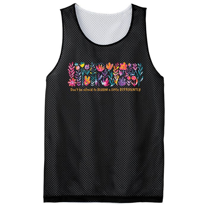 Dont Be Afraid to Bloom a Little Differently Flowers Autism Mesh Reversible Basketball Jersey Tank
