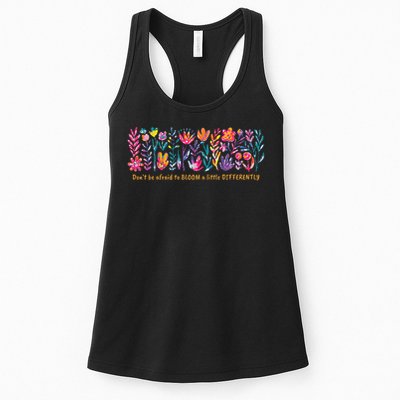 Dont Be Afraid to Bloom a Little Differently Flowers Autism Womens Tank Top