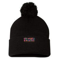 Dont Be Afraid to Bloom a Little Differently Flowers Autism Pom Pom 12in Knit Beanie