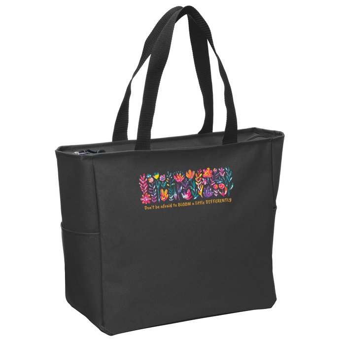 Dont Be Afraid to Bloom a Little Differently Flowers Autism Zip Tote Bag