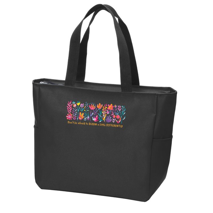 Dont Be Afraid to Bloom a Little Differently Flowers Autism Zip Tote Bag