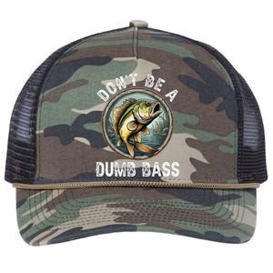 DonT Be A Dumb Bass Funny Fishing Joke For Dad Gift Retro Rope Trucker Hat Cap