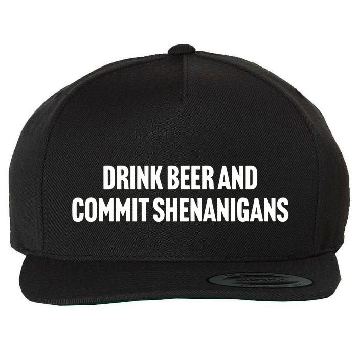 Drink Beer And Commit Shenanigans Wool Snapback Cap
