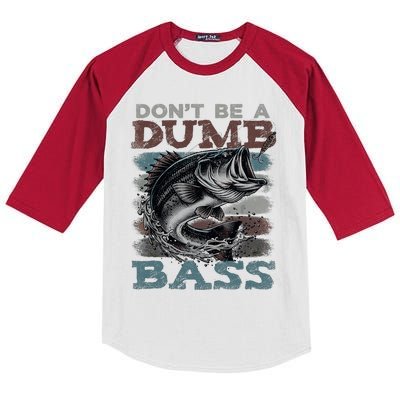 Dont Be A Dumb Bass Funny Bass Fishing Dad Jokes Kids Colorblock Raglan Jersey