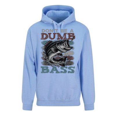 Dont Be A Dumb Bass Funny Bass Fishing Dad Jokes Unisex Surf Hoodie