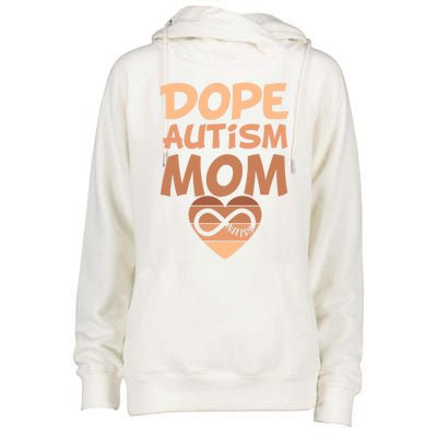 Dope Black Autism Mom Of Autistic Son Infinity Symbol Cute Gift Womens Funnel Neck Pullover Hood