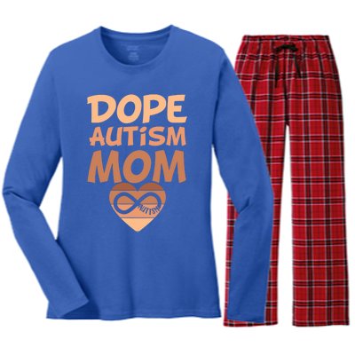 Dope Black Autism Mom Of Autistic Son Infinity Symbol Cute Gift Women's Long Sleeve Flannel Pajama Set 