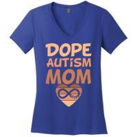 Dope Black Autism Mom Of Autistic Son Infinity Symbol Cute Gift Women's V-Neck T-Shirt