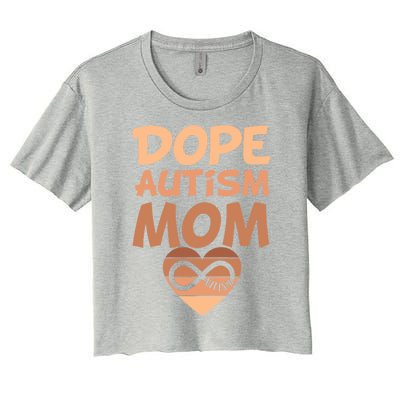 Dope Black Autism Mom Of Autistic Son Infinity Symbol Cute Gift Women's Crop Top Tee