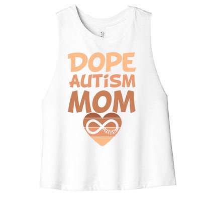 Dope Black Autism Mom Of Autistic Son Infinity Symbol Cute Gift Women's Racerback Cropped Tank