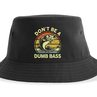 Dont Be A Dumb Bass Fish Dad Funny Fisherman Fishing Sustainable Bucket Hat