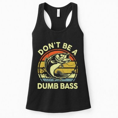 Dont Be A Dumb Bass Fish Dad Funny Fisherman Fishing Womens Tank Top