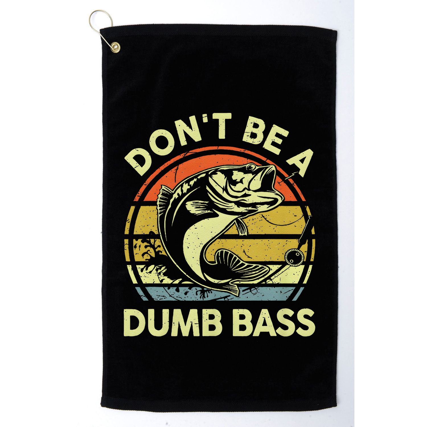 Dont Be A Dumb Bass Fish Dad Funny Fisherman Fishing Golf Towel
