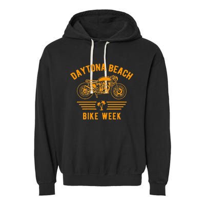 Daytona Beach Bike Week Retro Motorcycle Design Garment-Dyed Fleece Hoodie