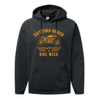 Daytona Beach Bike Week Retro Motorcycle Design Performance Fleece Hoodie