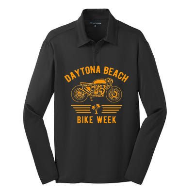 Daytona Beach Bike Week Retro Motorcycle Design Silk Touch Performance Long Sleeve Polo