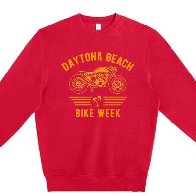 Daytona Beach Bike Week Retro Motorcycle Design Premium Crewneck Sweatshirt