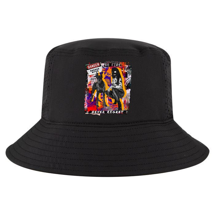 Danger Badass Bitch Never Regret Punk Goth Lady With Dog Cool Comfort Performance Bucket Hat