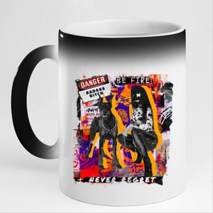 Danger Badass Bitch Never Regret Punk Goth Lady With Dog 11oz Black Color Changing Mug