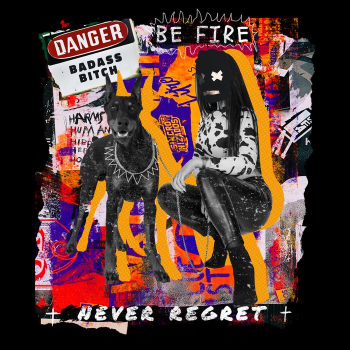 Danger Badass Bitch Never Regret Punk Goth Lady With Dog USA-Made Doggie Bandana