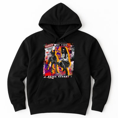 Danger Badass Bitch Never Regret Punk Goth Lady With Dog Hoodie