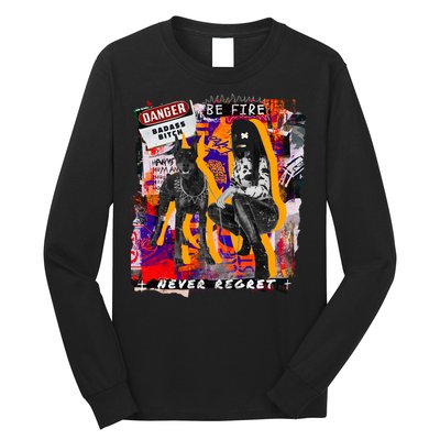 Danger Badass Bitch Never Regret Punk Goth Lady With Dog Long Sleeve Shirt
