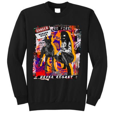 Danger Badass Bitch Never Regret Punk Goth Lady With Dog Tall Sweatshirt