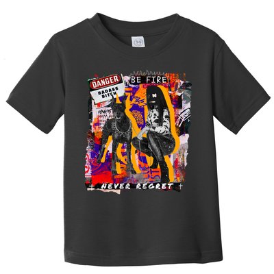 Danger Badass Bitch Never Regret Punk Goth Lady With Dog Toddler T-Shirt