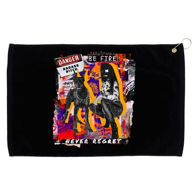 Danger Badass Bitch Never Regret Punk Goth Lady With Dog Grommeted Golf Towel