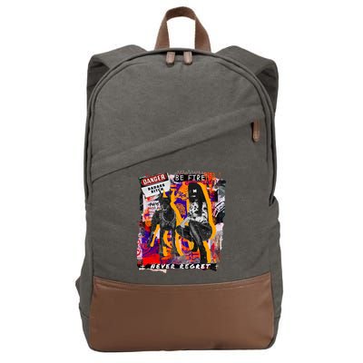 Danger Badass Bitch Never Regret Punk Goth Lady With Dog Cotton Canvas Backpack