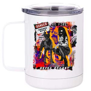 Danger Badass Bitch Never Regret Punk Goth Lady With Dog 12 oz Stainless Steel Tumbler Cup