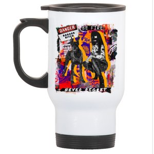 Danger Badass Bitch Never Regret Punk Goth Lady With Dog Stainless Steel Travel Mug