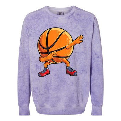 Dabbing Basketball Ball Funny Men Women Sports Player Colorblast Crewneck Sweatshirt