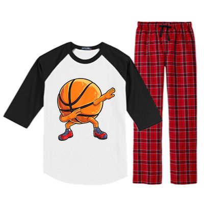 Dabbing Basketball Ball Funny Men Women Sports Player Raglan Sleeve Pajama Set