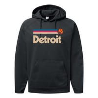 Detroit Basketball B Ball City Michigan Retro Detroit Performance Fleece Hoodie