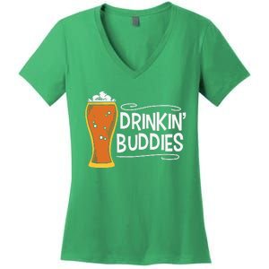 Drinkin Buddies Beer Funny Drinking St Patricks Day Women's V-Neck T-Shirt