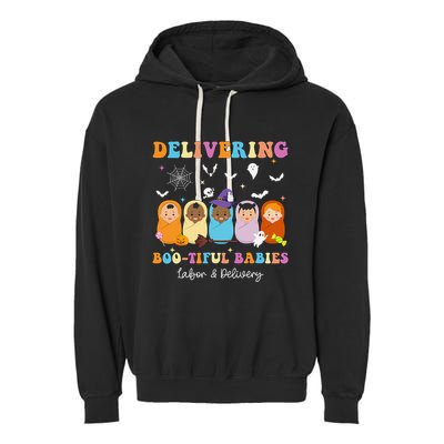 Delivering Bootiful Babies Halloween Labor & Delivery Nurse Garment-Dyed Fleece Hoodie