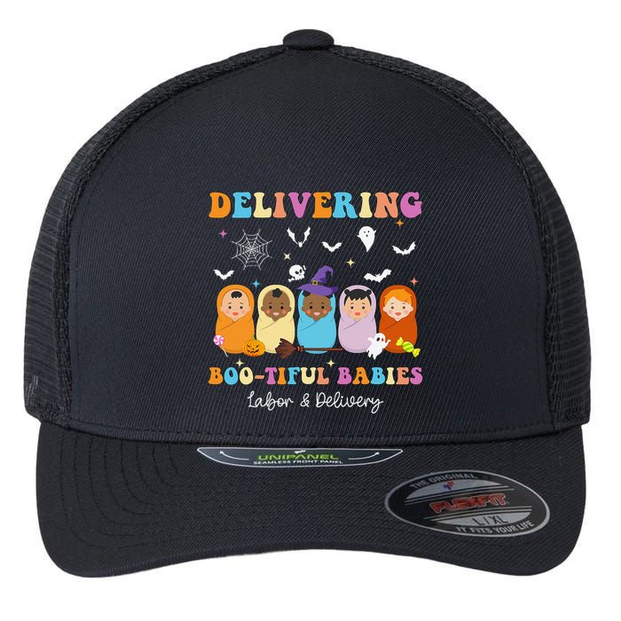 Delivering Bootiful Babies Halloween Labor & Delivery Nurse Flexfit Unipanel Trucker Cap